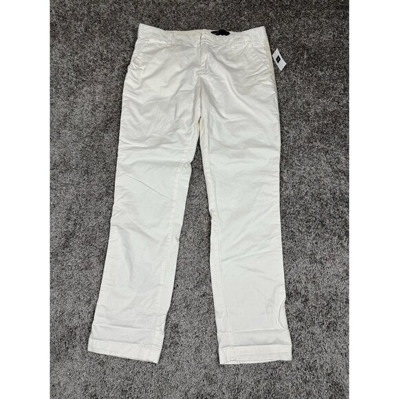 GAP Girlfriend Chino‎ Pants Beige Stripe 6 Straight Leg Casual Minimalist Y2K - Picture 1 of 15